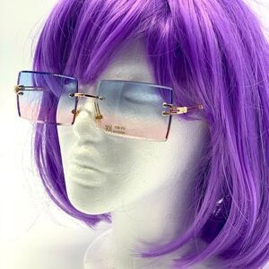 Men's Women's Elegant Pink -blue Rectangle glasses